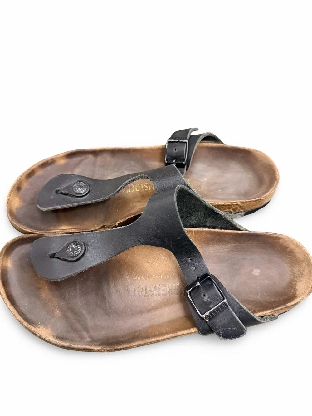 Birkenstock Gizeh Black Leather Thong Sandal Size 39